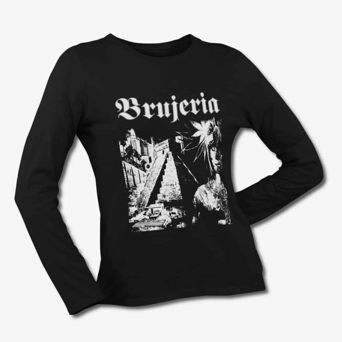 Brujeria Long Sleeve T-Shirt, Brujeria Pocho Aztlan Black Longsleeve T-Shirt, Death Metal Merchandise