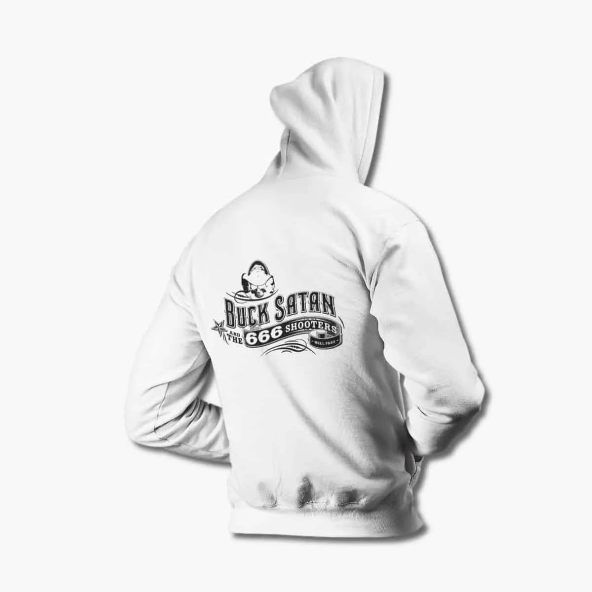 Buck Satan And The 666 Shooters Zip Up Hoodie, Buck Satan And The 666 Shooters Bikers Welcome Ladies Drink Free White Zipper Hooded Sweatshirt, Country Rock Merchandise