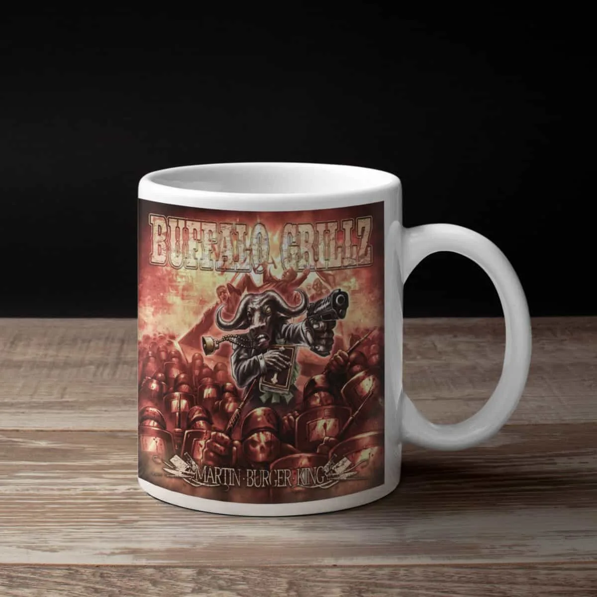 Buffalo Grillz Coffee Mug, Buffalo Grillz Martin Burger King Mug