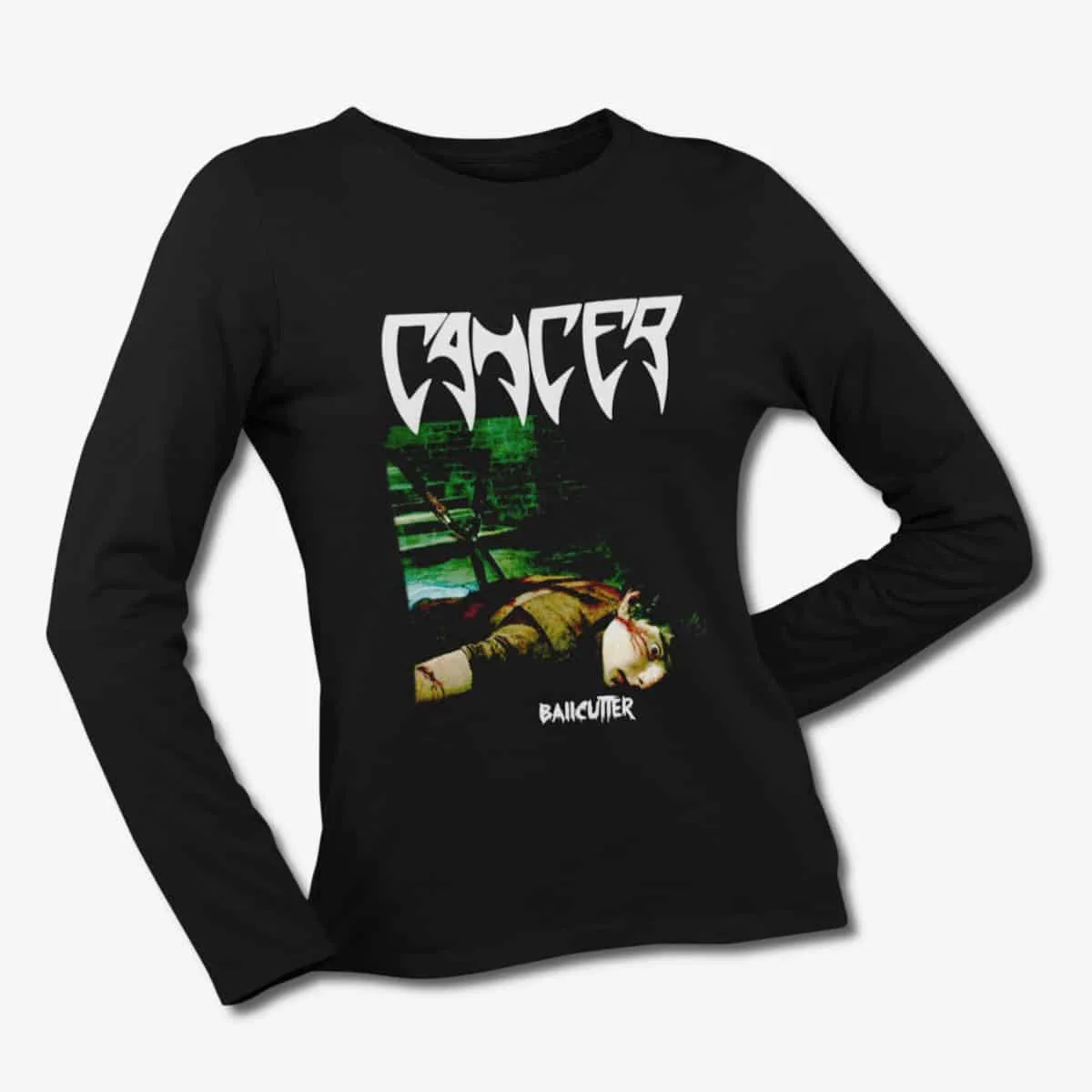 Cancer Long Sleeve T-Shirt, Cancer Ballcutter Black Longsleeve T-Shirt, Death Metal Merchandise