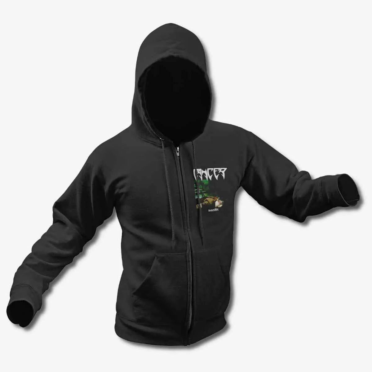 Cancer Zip Up Hoodie, Cancer Ballcutter Black Zip Hoodie, Death Metal Merchandise