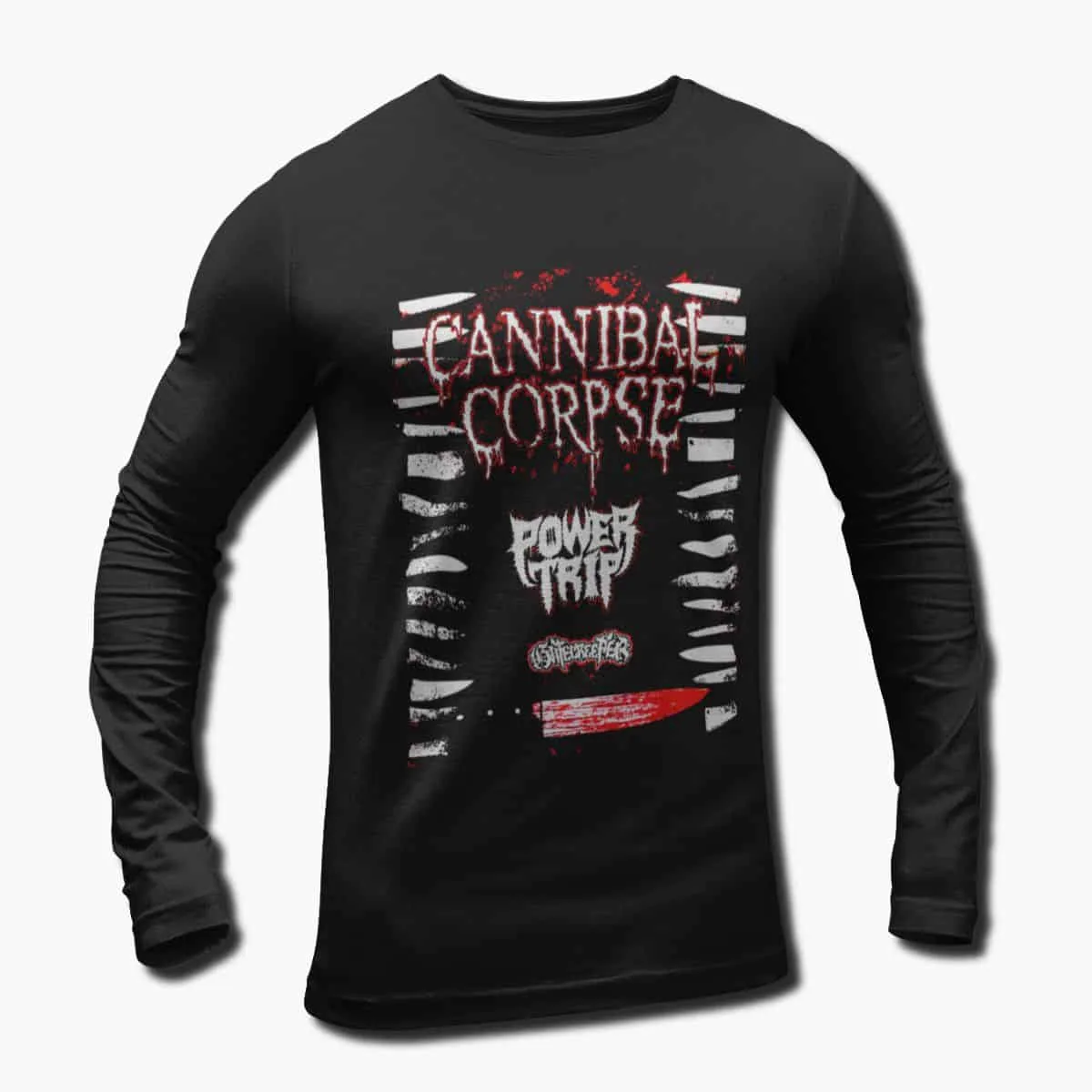 Cannibal Corpse Long Sleeve T-Shirt, Cannibal Corpse, Power Trip & Gatecreeper Live, Detroit Longsleeve T-Shirt, Death Metal Merchandise