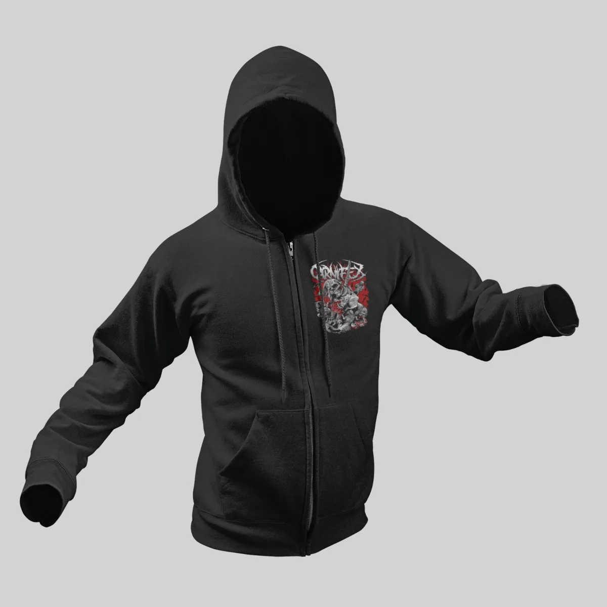 Carnifex Zip Hoodie, Carnifex Artwork Black Zip Sweatshirt