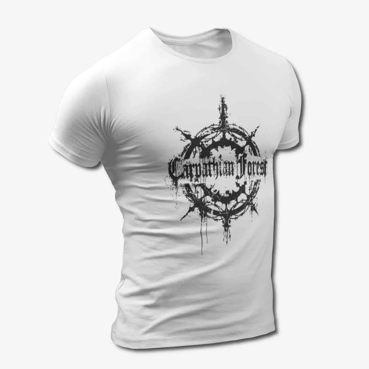 Carpathian Forest T-Shirt, Carpathian Forest Logo White T-Shirt, Black Metal Merchandise