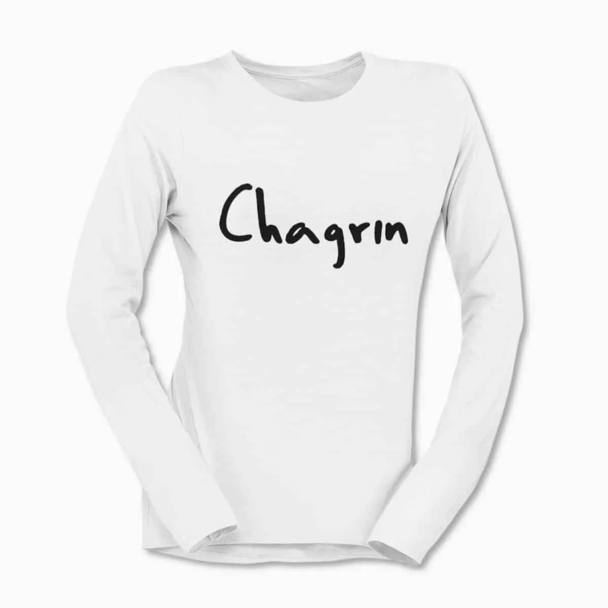 Chagrin Band Logo White Long Sleeve T-Shirt, Black Metal Merchandise