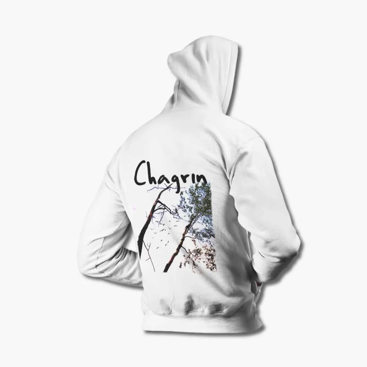 Chagrin Cold Emptiness White Hoodie, Black Metal Merchandise