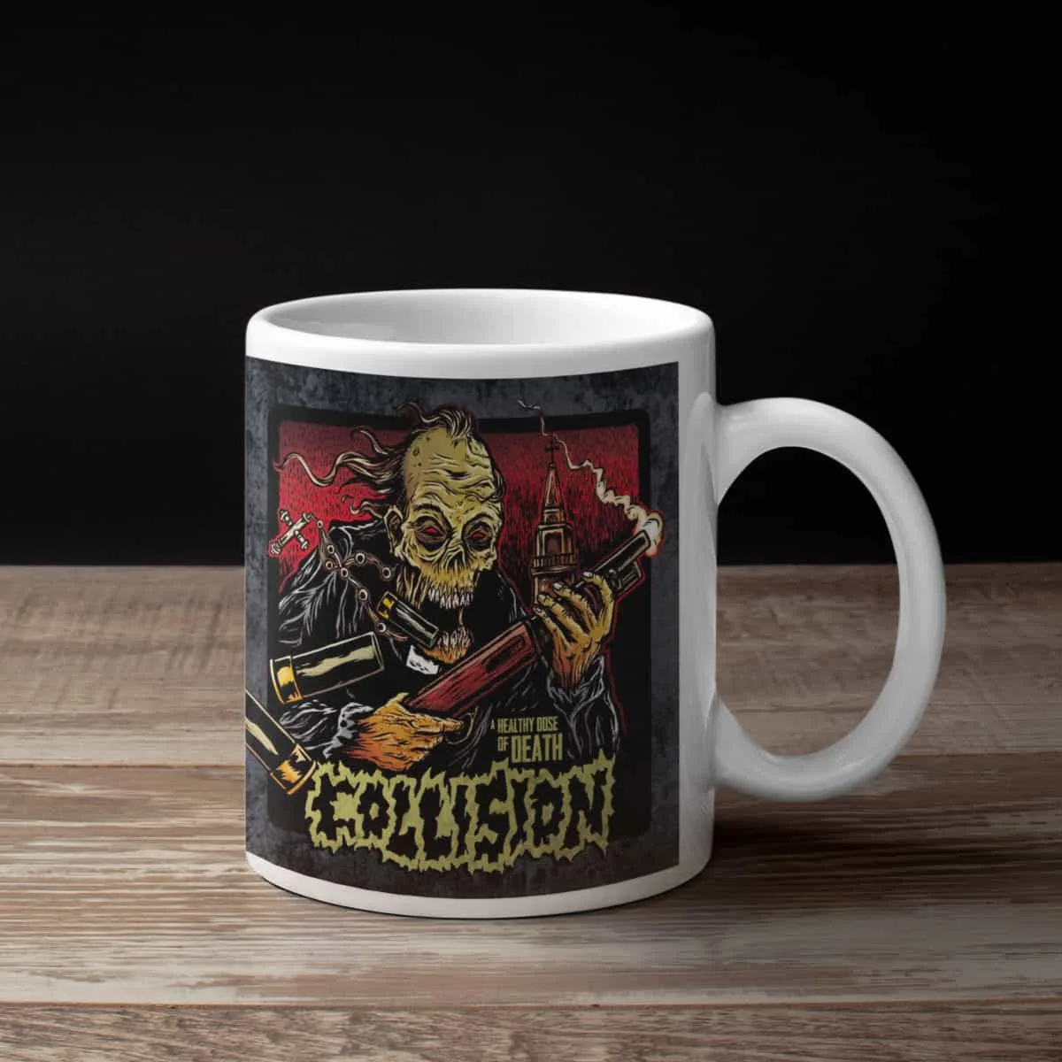 Collision Coffee Mug, Collision A Healthy Dose of Death Coffee Mug