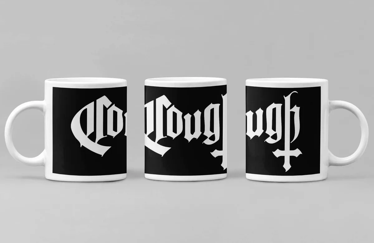 Cough Coffee Mug, Cough Logo Coffee Mug