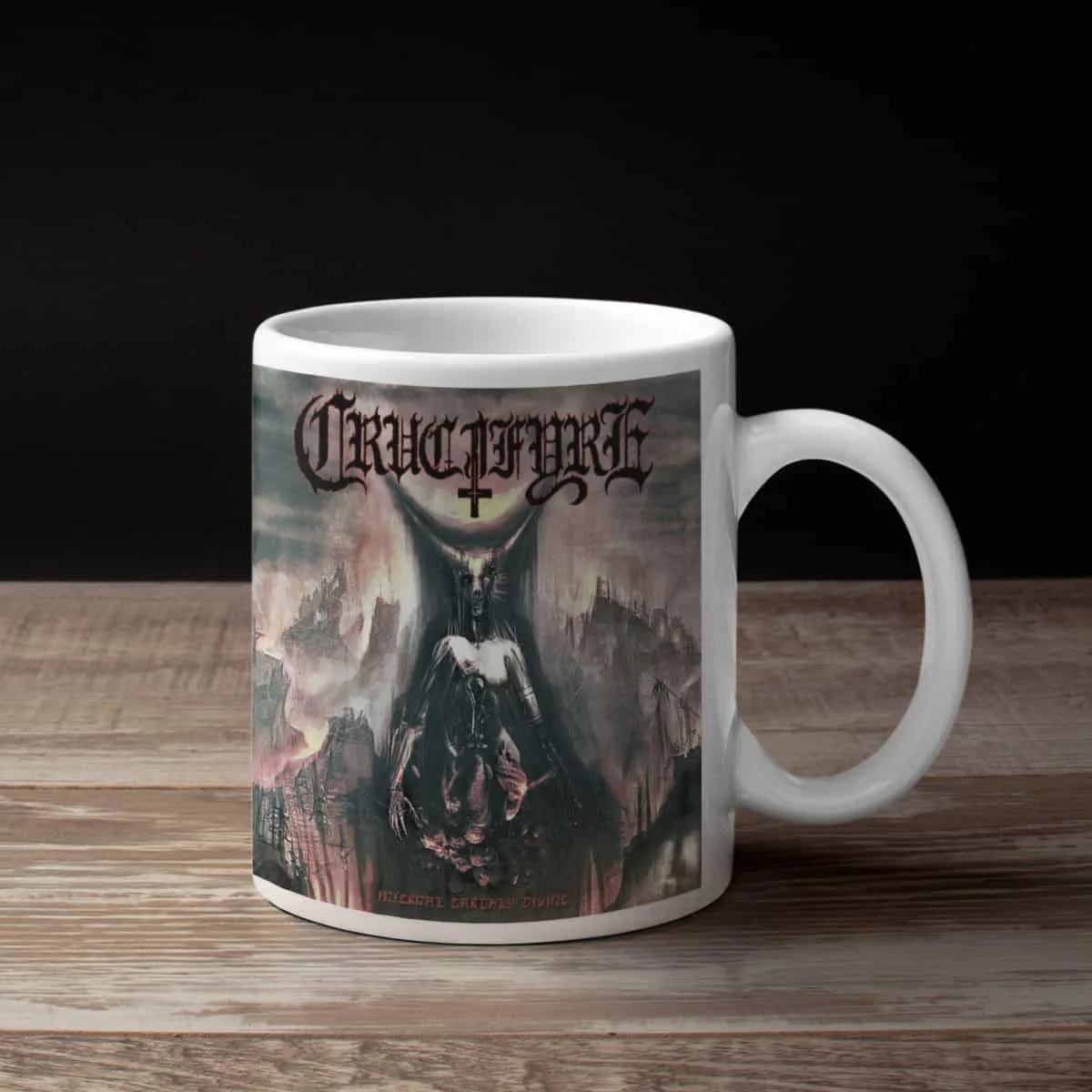 Crucifyre Coffee Mug, Crucifyre Infernal Earthly Divine Coffee Mug