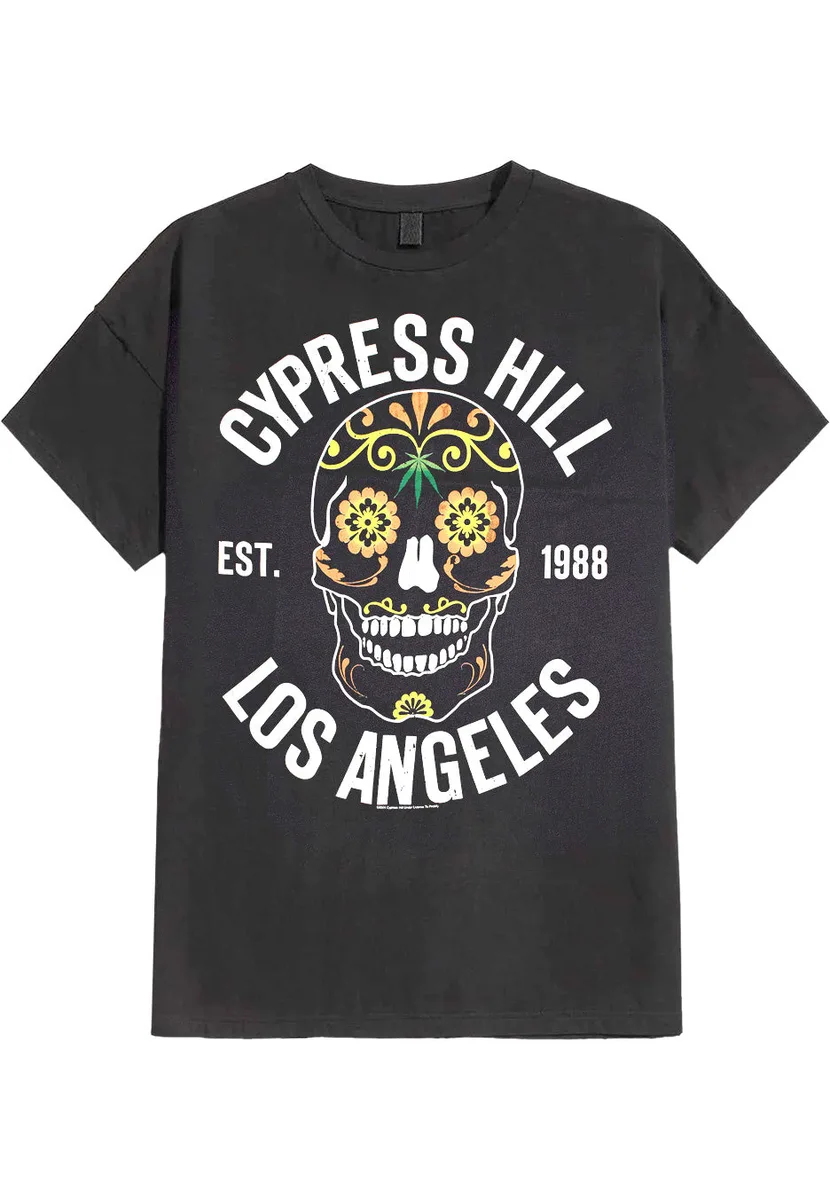 Cypress Hill Floral Skull Grey T-Shirt