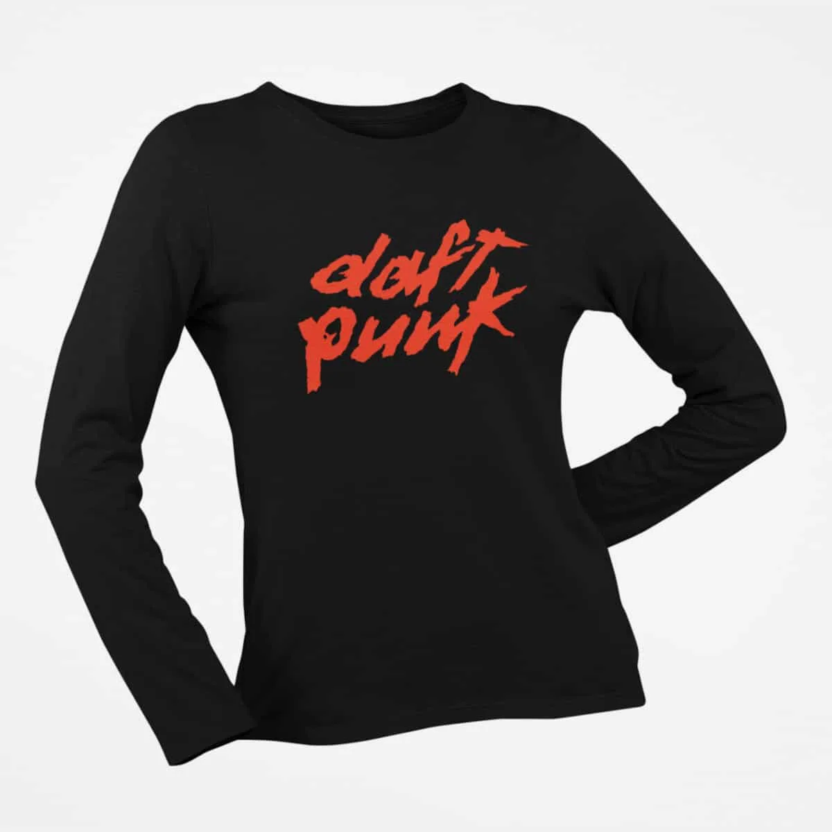 Daft Punk Long Sleeve T-Shirt, Daft Punk Logo Black Longsleeve T-Shirt, Electronic Rock Merchandise