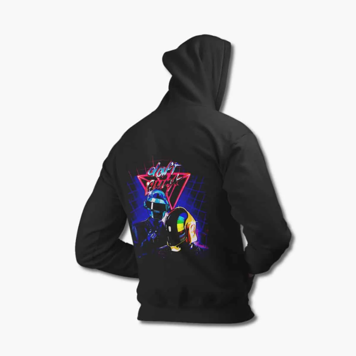 Daft Punk Zip Hoodie, Daft Punk Artwork Black Zipper Hoodie, Electronic Rock Merchandise
