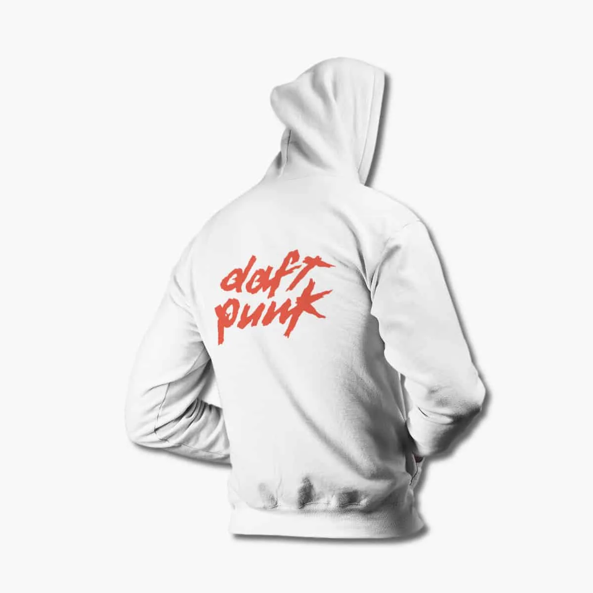 Daft Punk Zip Hoodie, Daft Punk Logo White Zipper Hoodie, Electronic Rock Merchandise