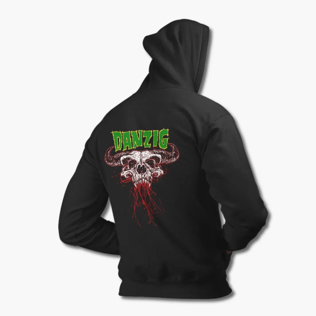 Danzig Zip Hoodie, Danzig Logo Black Zip Sweatshirt