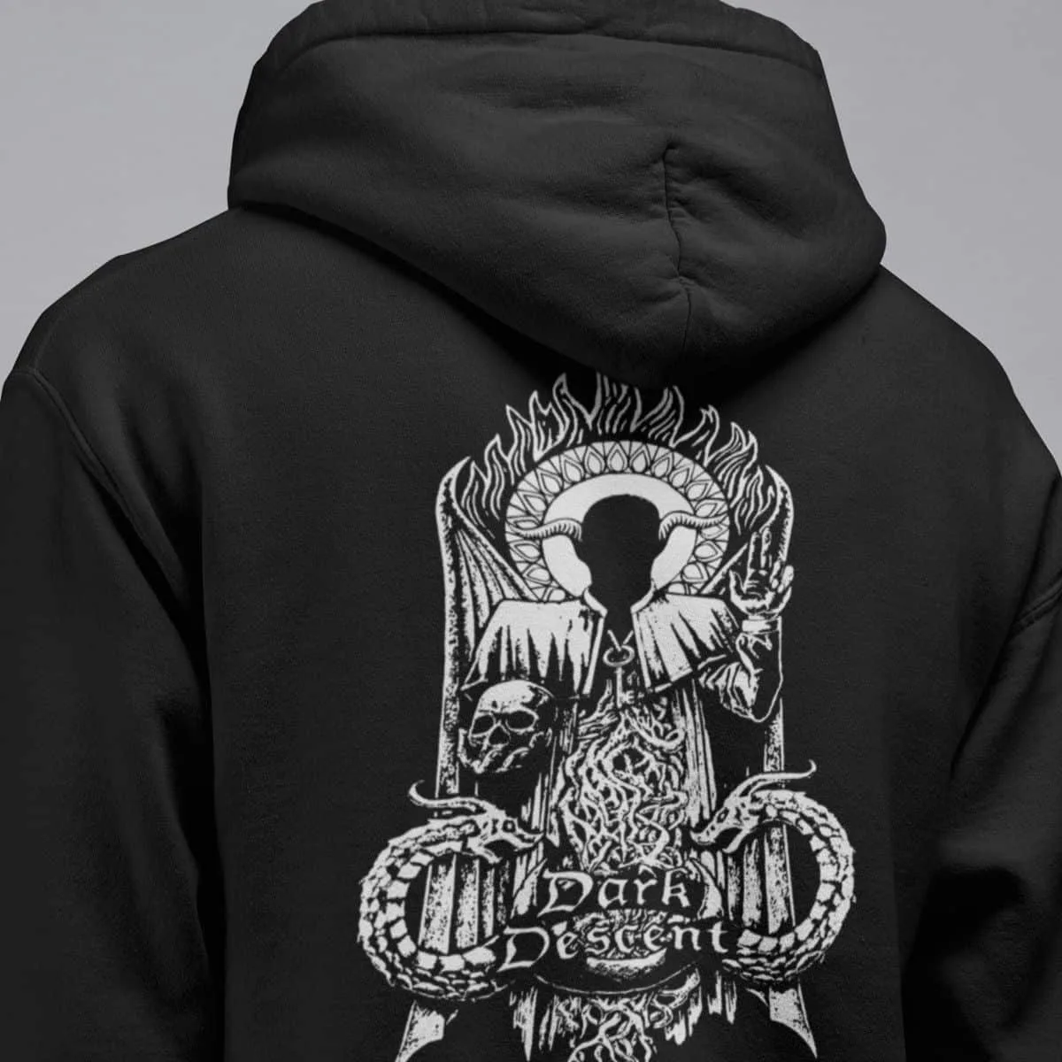 Dark Descent Band Hoodie, Dark Descent Artwork Hooded Sweatshirt, Death Metal, Thrash Metal Merch