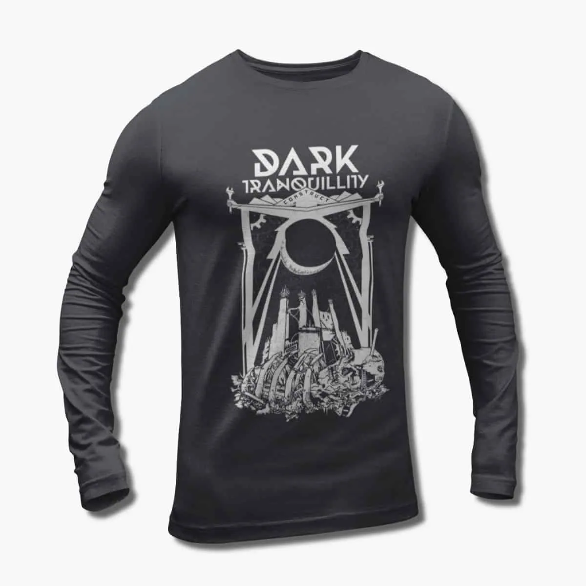 Dark Tranquillity Band Long Sleeve T-Shirt, Dark Tranquillity Construct Artwork Black Longsleeve T-Shirt, Melodic Death Metal Merchandise