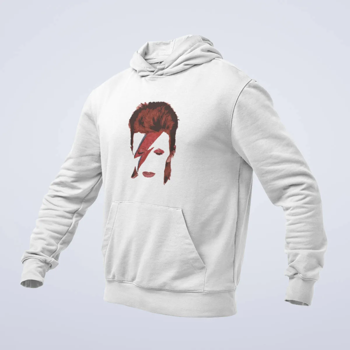 David Bowie Hoodie, David Bowie Artwork White Hoodie, Electronic Rock Merchandise