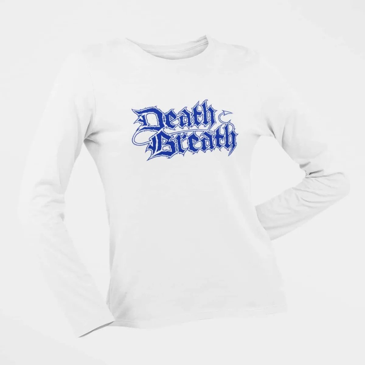 Death Breath Long Sleeve T-Shirt, Death Breath Logo White Longsleeve T-Shirt, Death Metal Merchandise