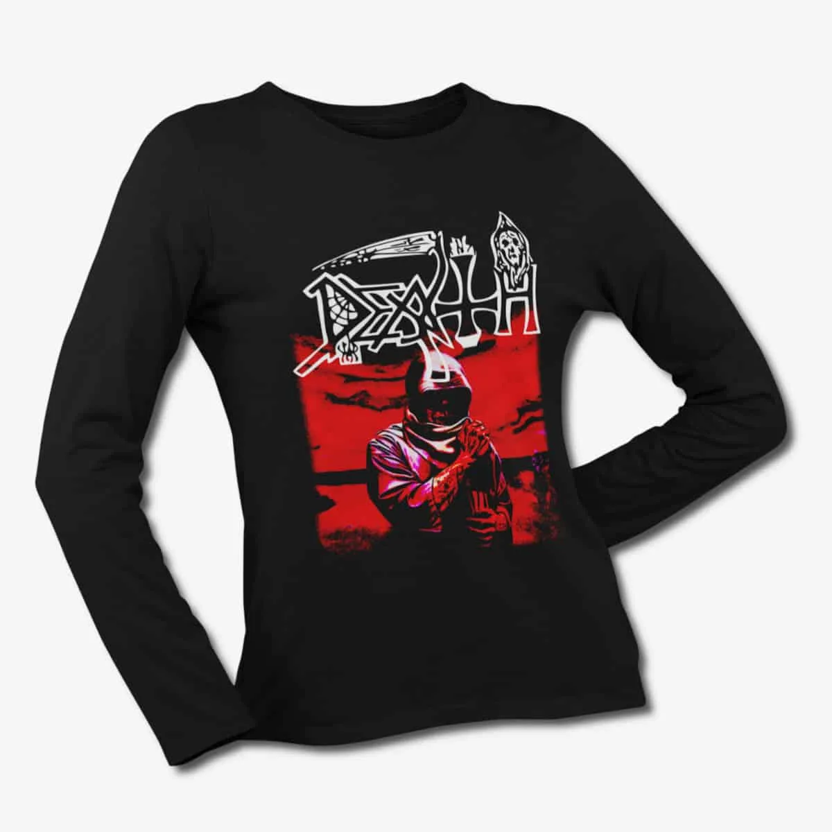 Death Long Sleeve T-Shirt, Death Leprosy Black Longsleeve T-Shirt, Progressive Death Metal Merchandise