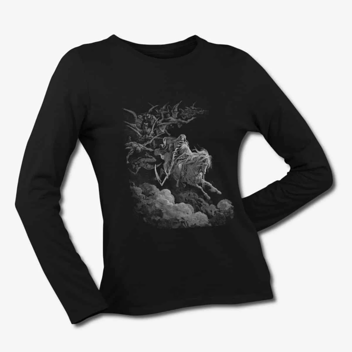 Death on the Pale Horse Long Sleeve T-Shirt, Death on the Pale Horse Artwork Black Longsleeve T-Shirt