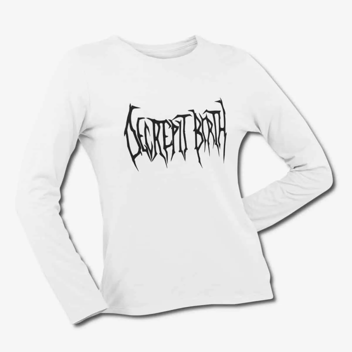 Decrepit Birth Long Sleeve T-Shirt, Decrepit Birth Band Logo White Longsleeve T-Shirt, Technical Death Metal Merchandise