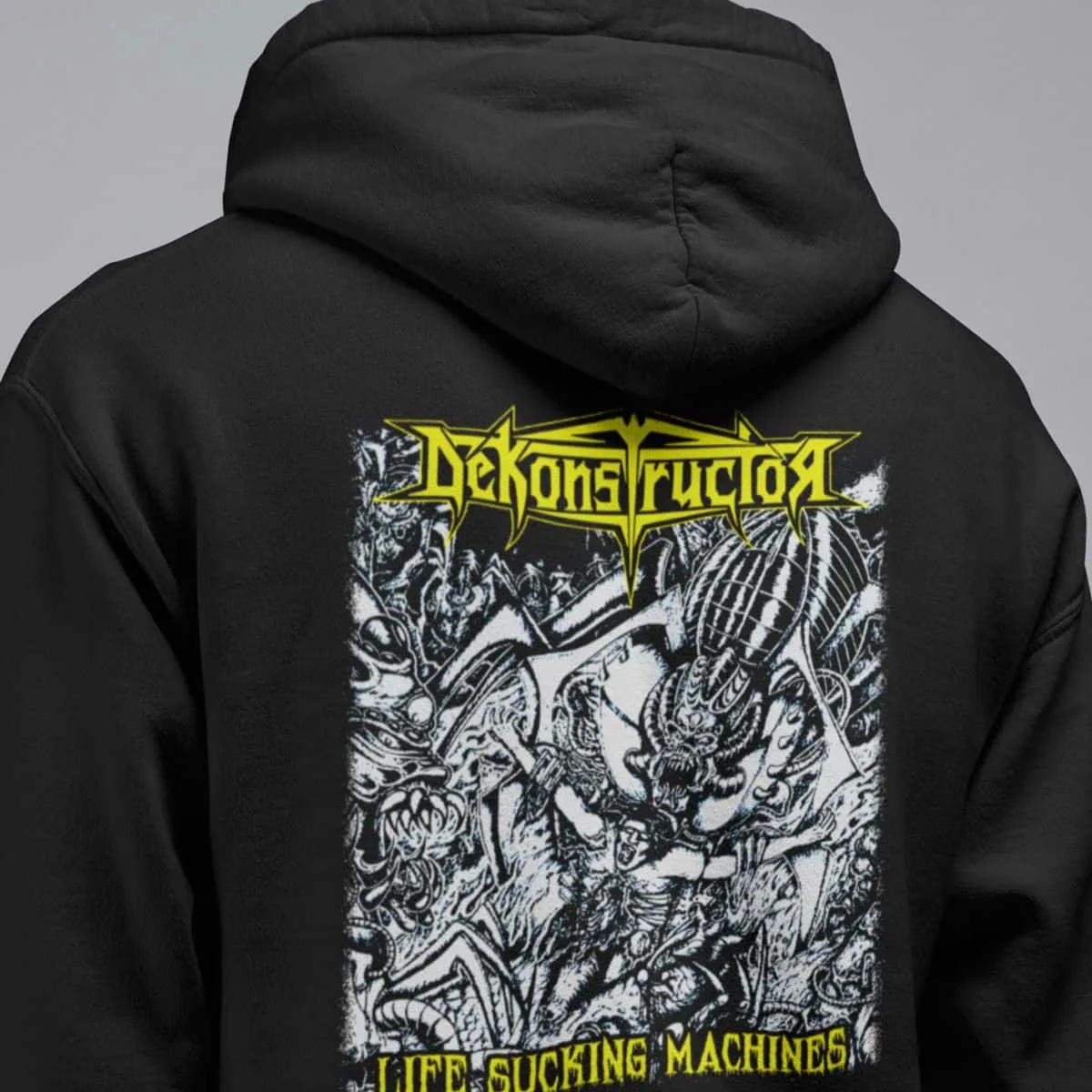 Dekonstructor Band Hoodie, Dekonstructor Life Sucking Machines Hooded Sweatshirt, Thrash Metal, Death Metal Merch