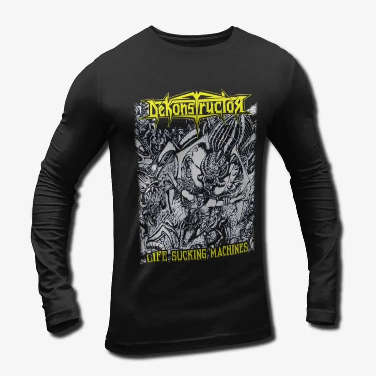 Dekonstructor Band Long Sleeve T-Shirt, Dekonstructor Life Sucking Machines Longsleeve Tee, Thrash Metal, Death Metal Merch