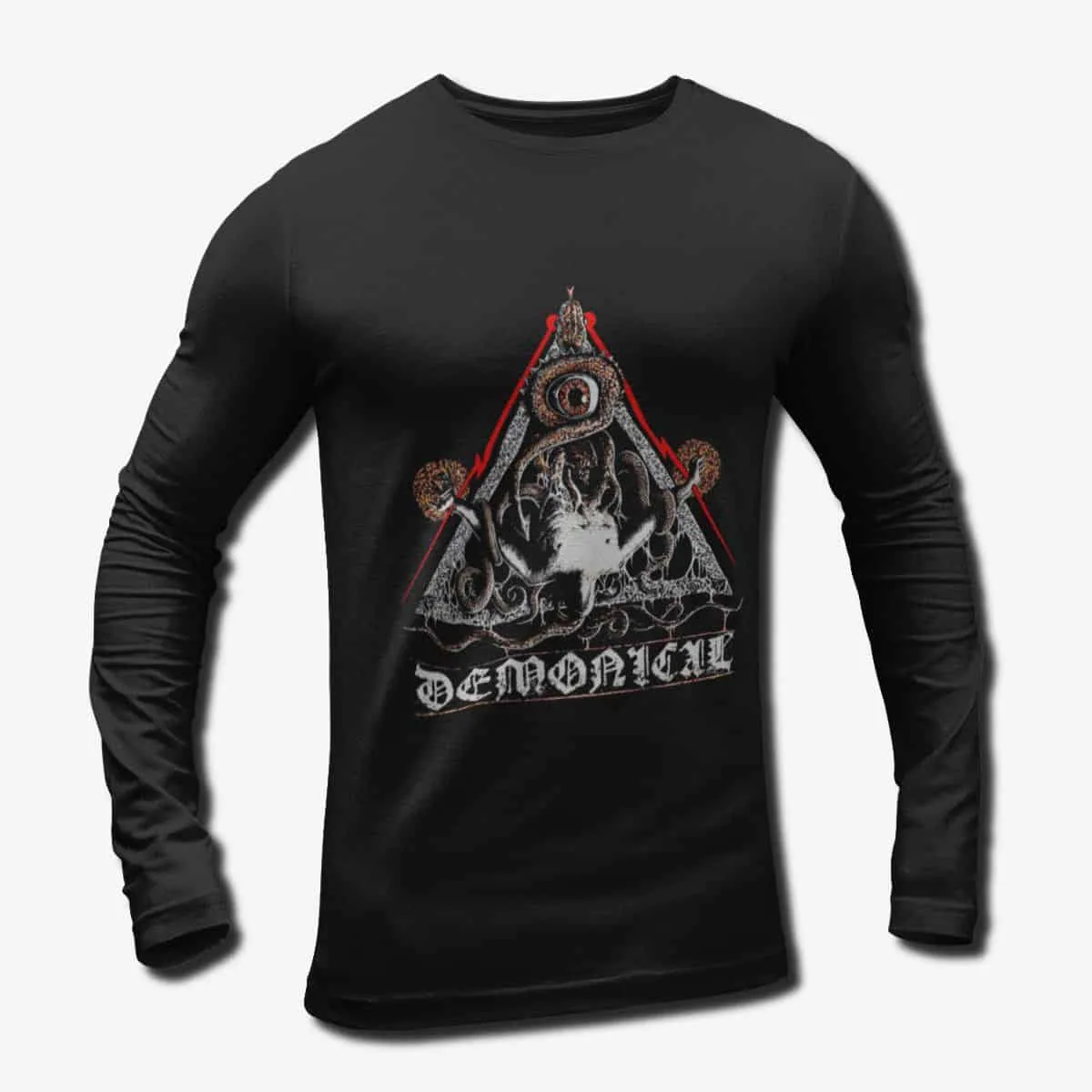 Demonical Band Long Sleeve T-Shirt, Demonical Logo Artwork Longsleeve Tee, Death Metal Merch