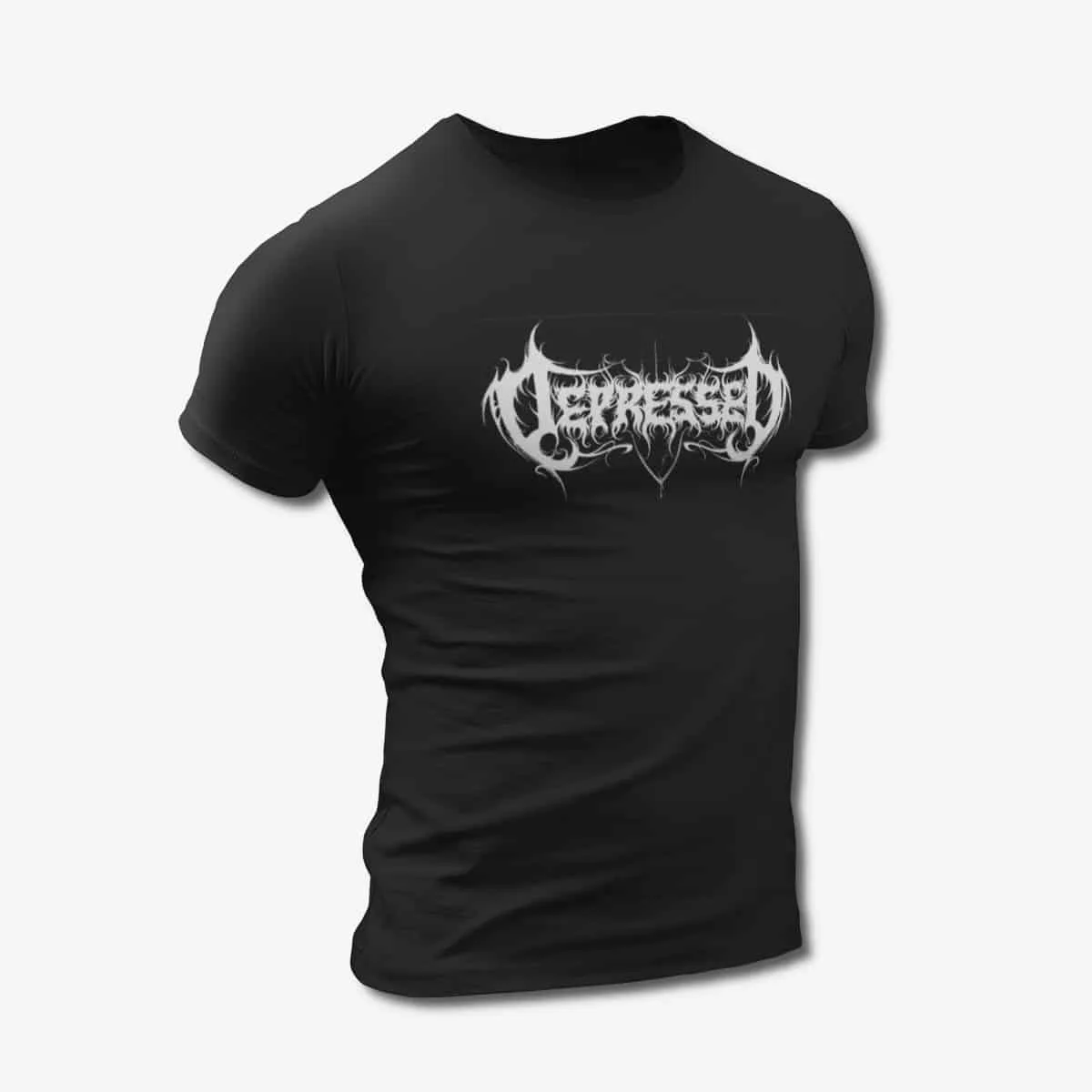 Depressed T-Shirt, Depressed Band Logo Black T-Shirt, Death Metal Merchandise