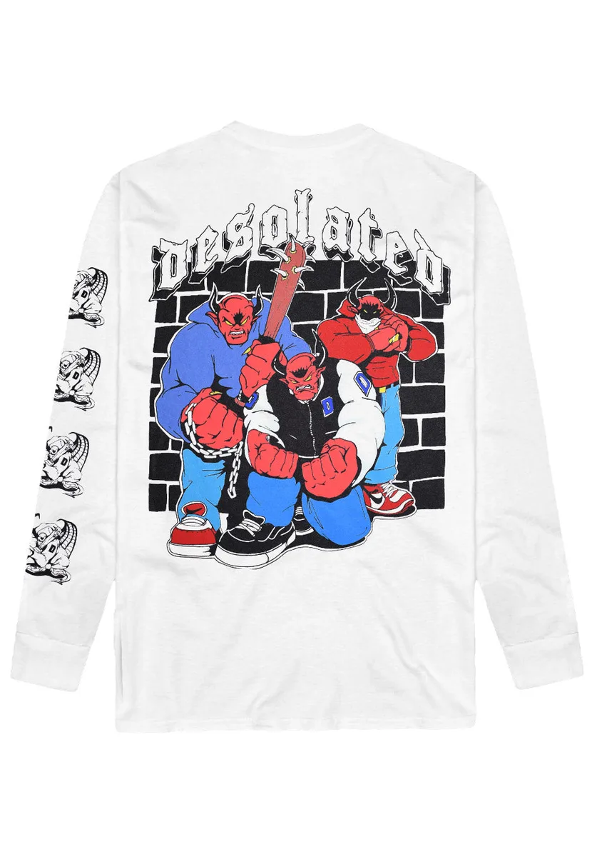 Desolated Devil Crew White Long Sleeve