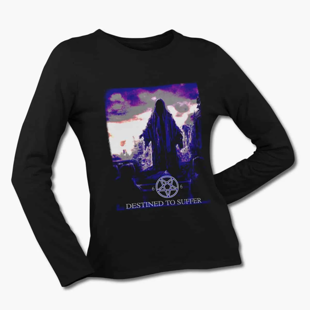 Destined to Suffer Band Long Sleeve T-Shirt, Destined to Suffer Artwork Black Longsleeve T-Shirt, Black Metal Merchandise