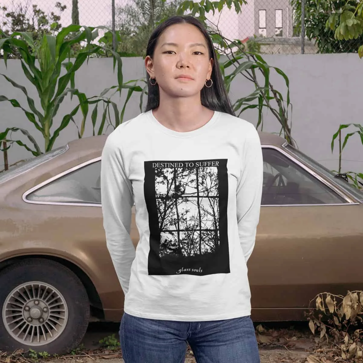 Destined to Suffer Long Sleeve T-Shirt, Destined to Suffer Glass Souls White Longsleeve T-Shirt