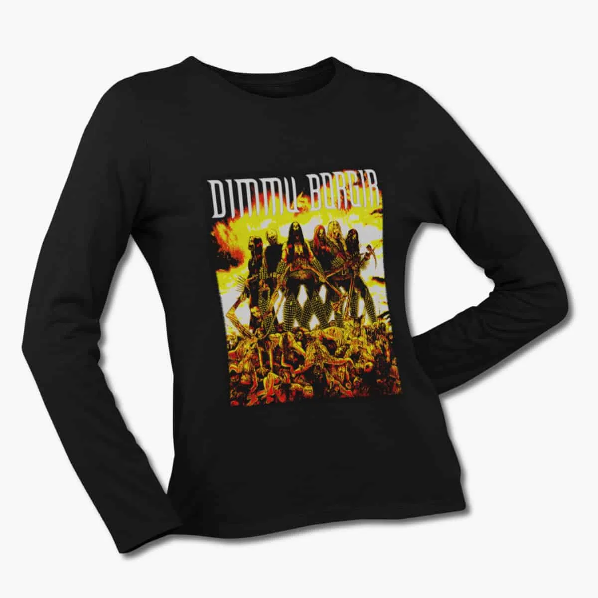 Dimmu Borgir Long Sleeve T-Shirt, Dimmu Borgir Logo Artwork Black Longsleeve T-Shirt, Symphonic Black Metal Merchandise