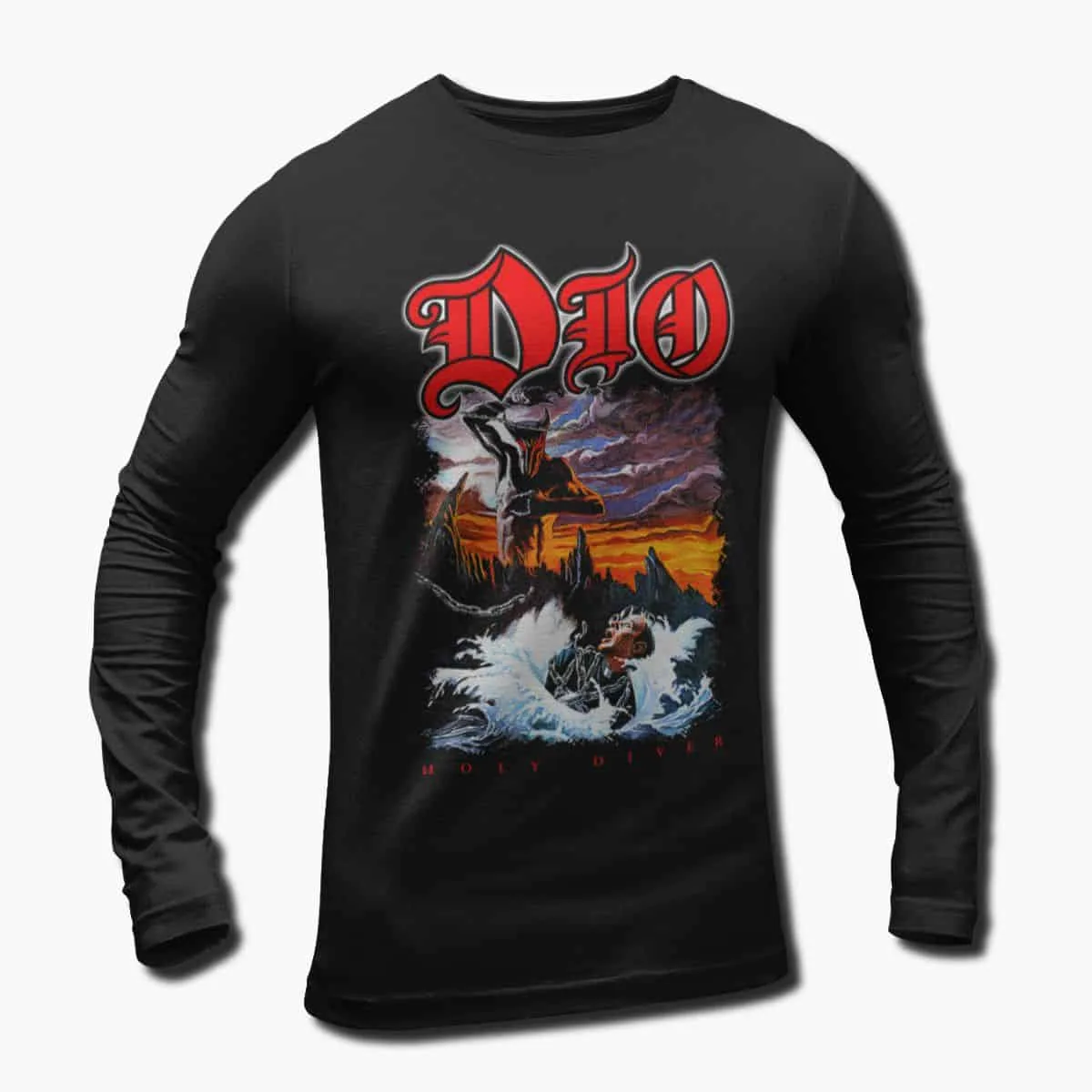 Dio Band Long Sleeve T-Shirt, Dio Holy Diver Artwork Longsleeve T-Shirt, Heavy Metal Merch