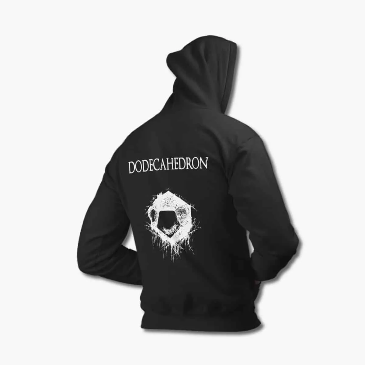 Dodecahedron Zip Up Hoodie, Dodecahedron Dodecahedron Artwork Black Zipper Hoodie, Black Metal Merchandise