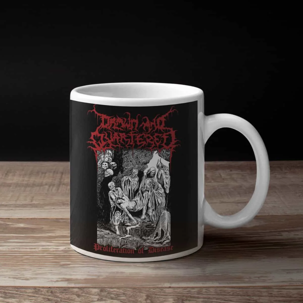 Drawn and Quartered Coffee Mug, Drawn and Quartered Proliferation of Disease Coffee Mug