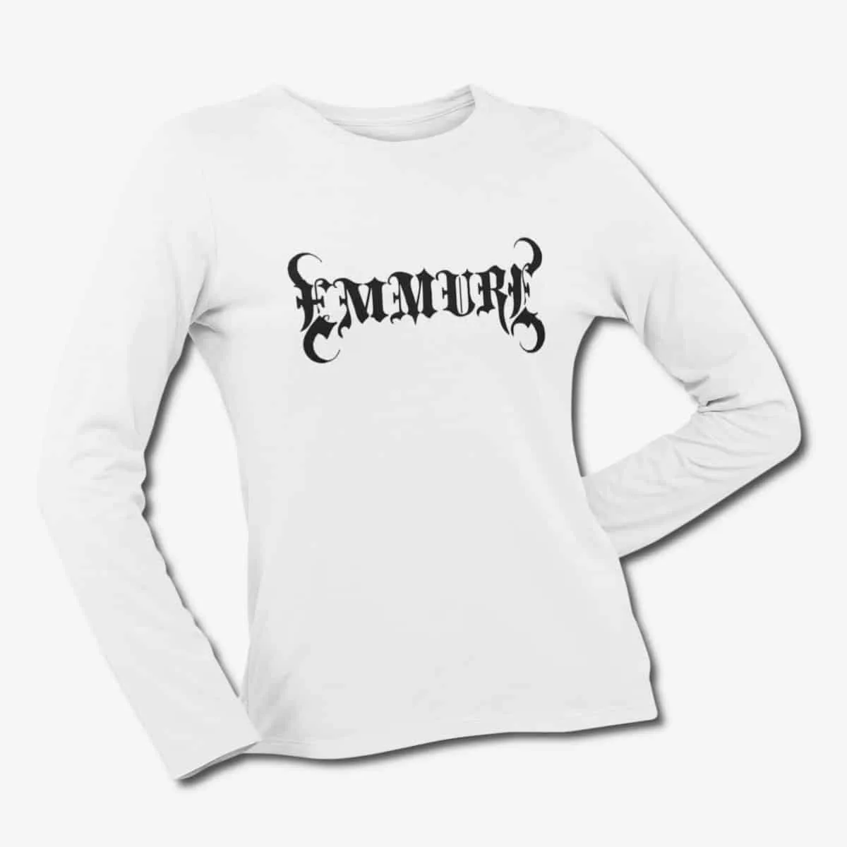 Emmure Long Sleeve T-Shirt, Emmure Band Logo White Longsleeve T-Shirt, Metalcore Merchandise