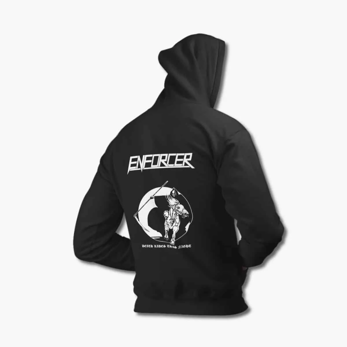 Enforcer Hoodie, Enforcer Death Rides This Night Black Hoodie, Speed Metal Merchandise