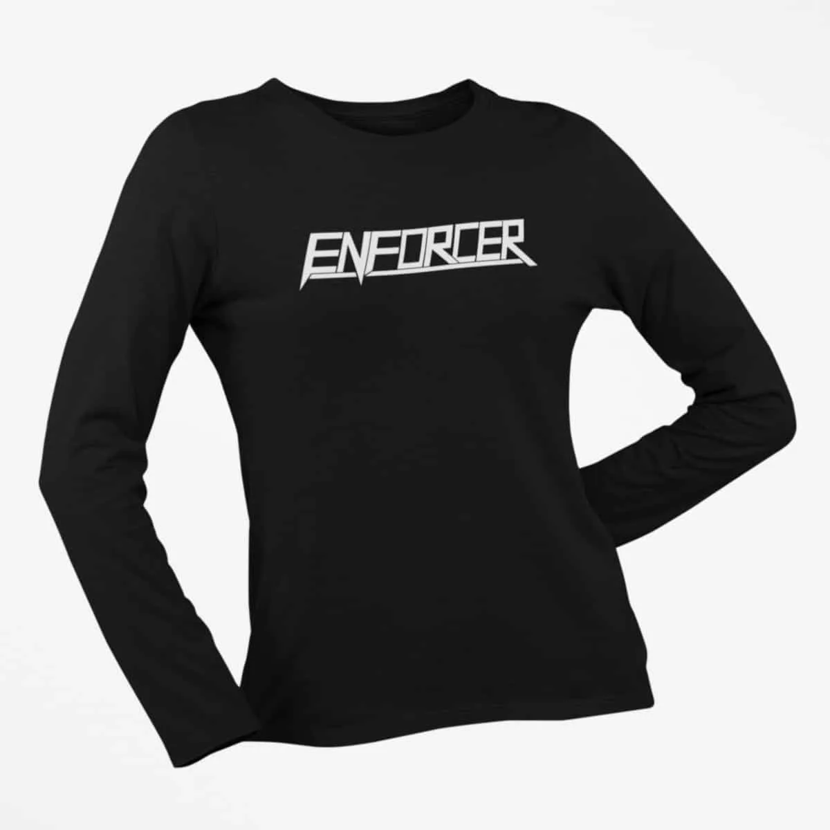 Enforcer Long Sleeve T-Shirt, Enforcer Logo Black Long Sleeve T-Shirt, Speed Metal Merchandise
