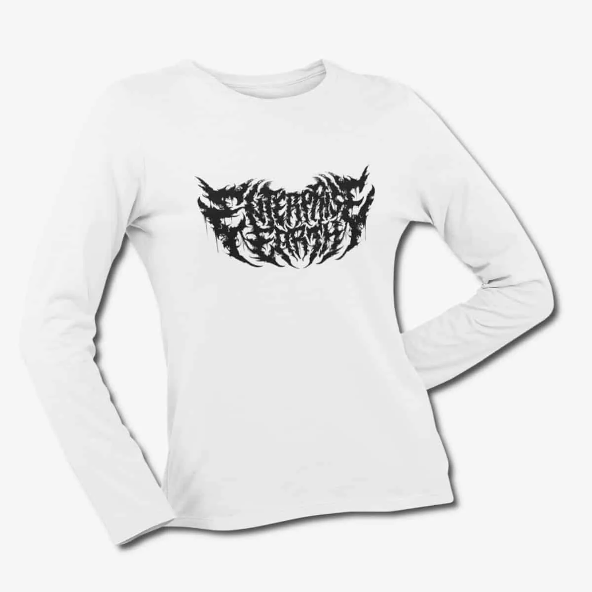 Enterprise Earth Long Sleeve T-Shirt, Enterprise Earth Band Logo White Longsleeve T-Shirt, Deathcore Merchandise