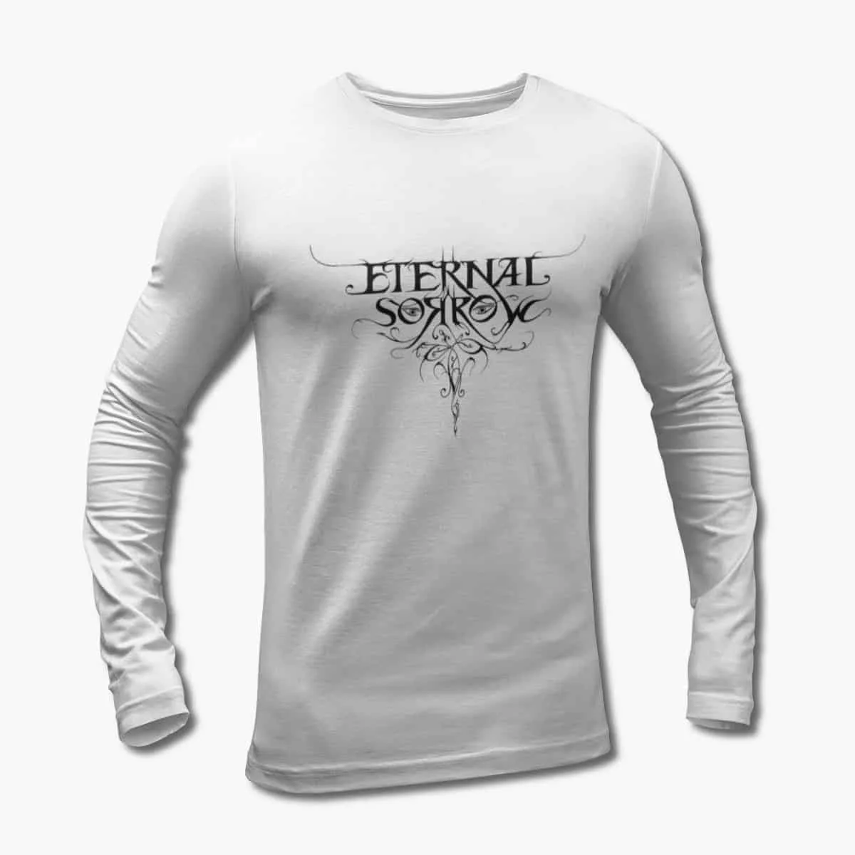 Eternal Sorrow Long Sleeve T-Shirt, Eternal Sorrow Logo White Longsleeve T-Shirt, Death Metal Merchandise