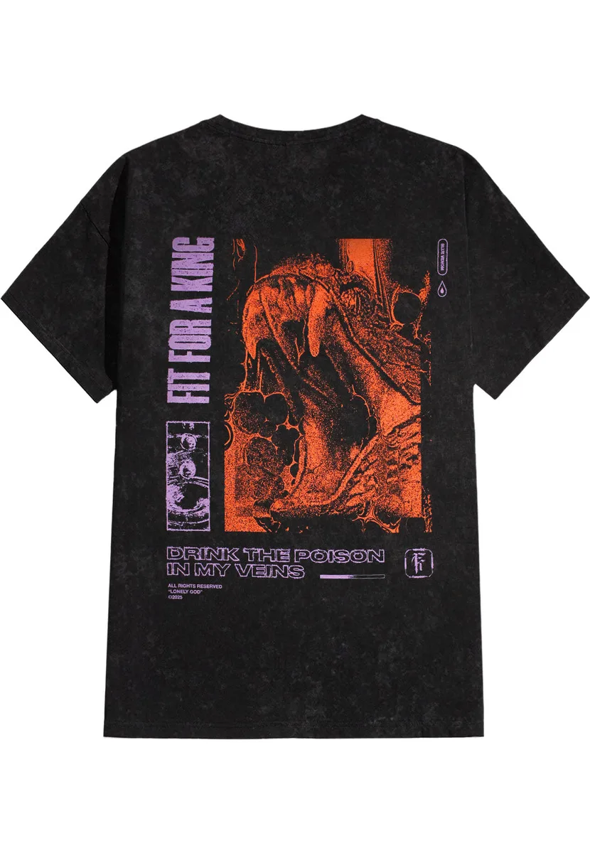 Fit For A King Blue Venom Faded Black T-Shirt