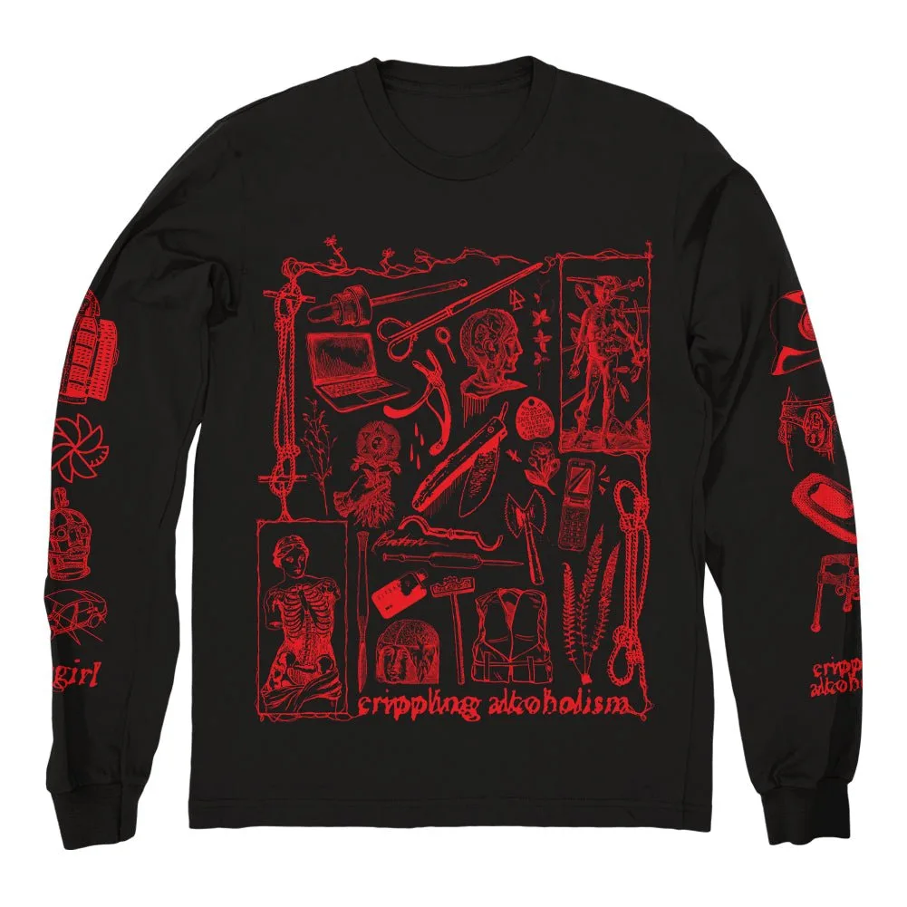 FLENSER RECORDS CRIPPLING ALCOHOLISM "Camgirl - Red" Longsleeve Long Sleeve