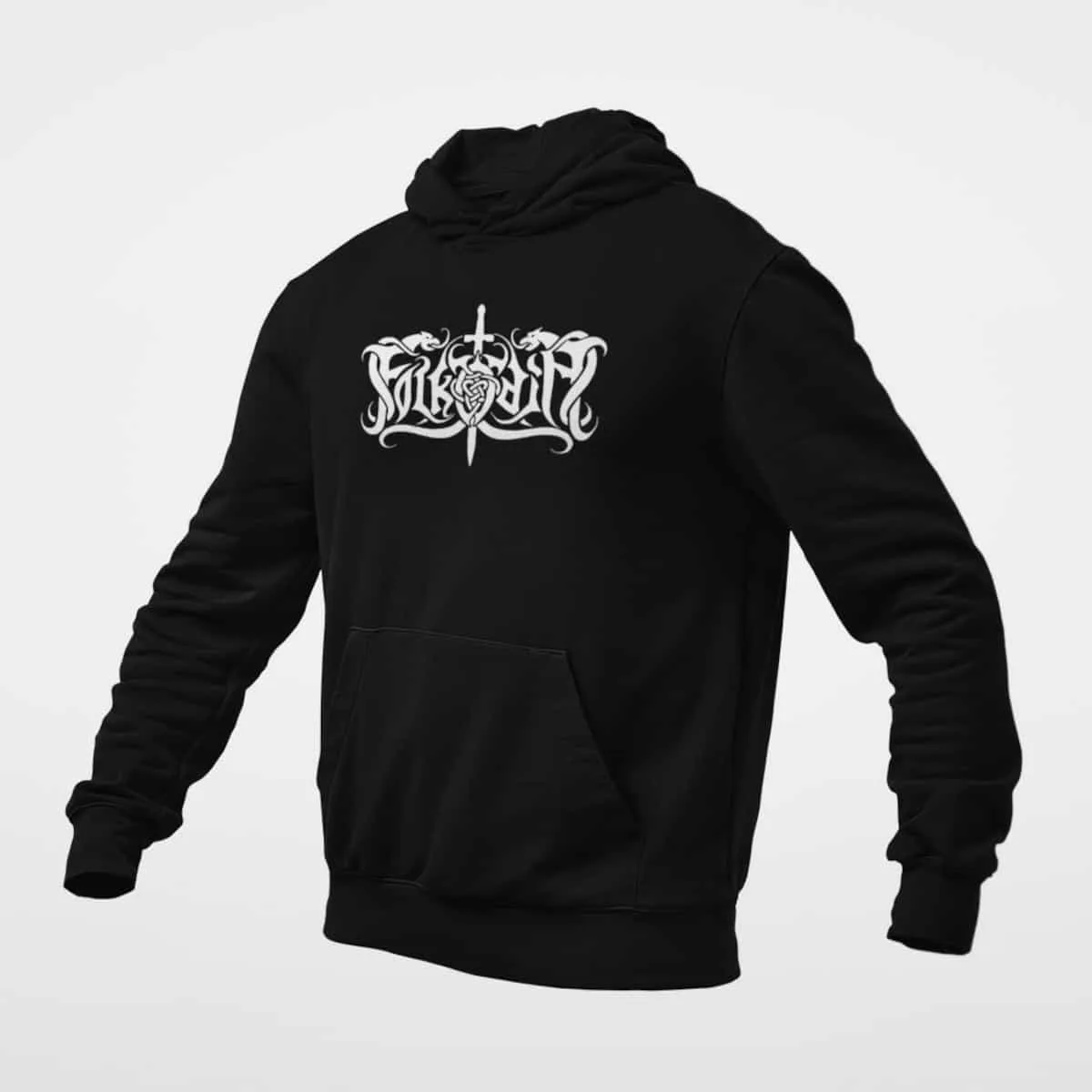 Folkodia Hoodie, Folkodia Logo Black Hoodie, Viking Metal Merchandise