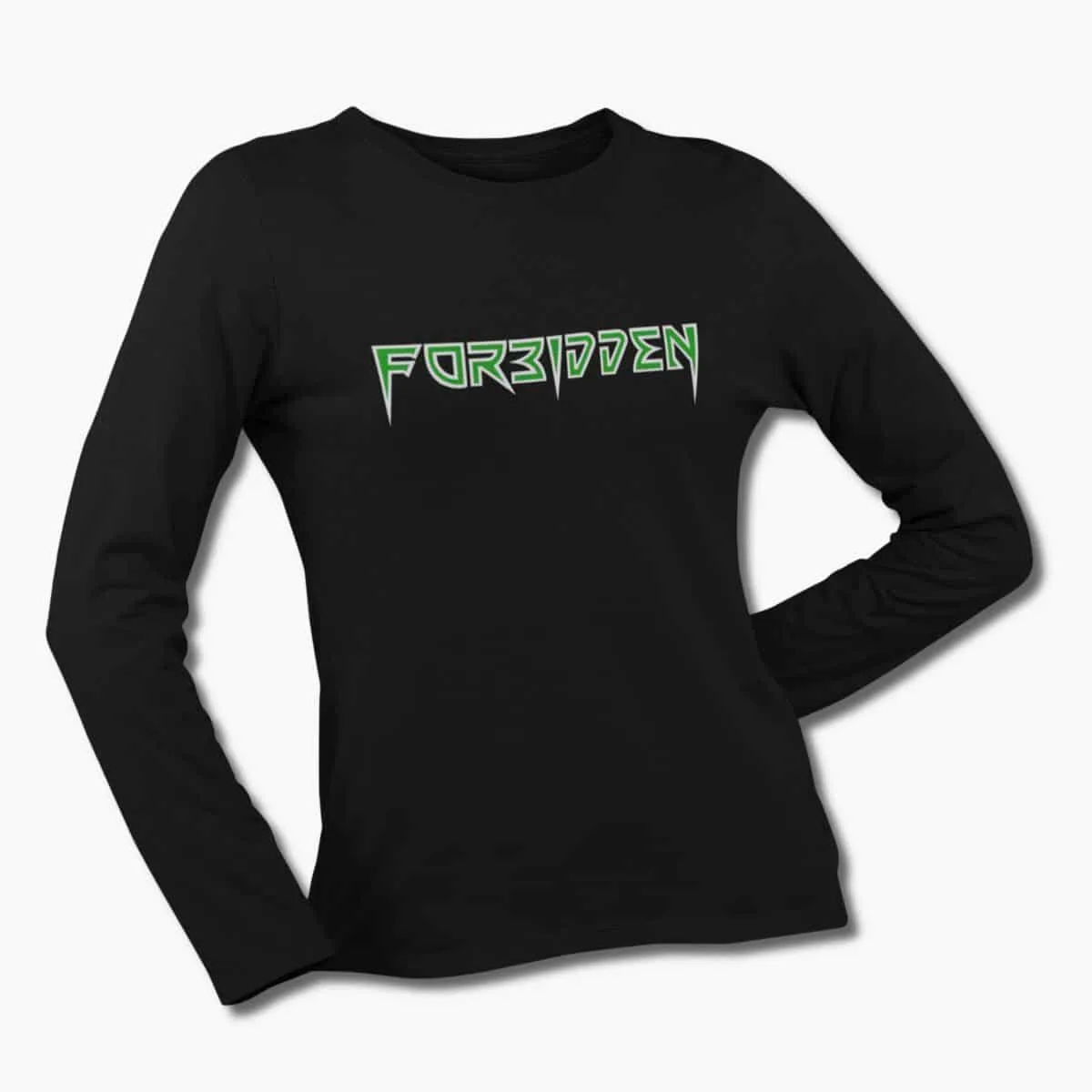 Forbidden Band Long Sleeve T-Shirt, Forbidden Logo Black Longsleeve T-Shirt, Thrash Metal Merchandise