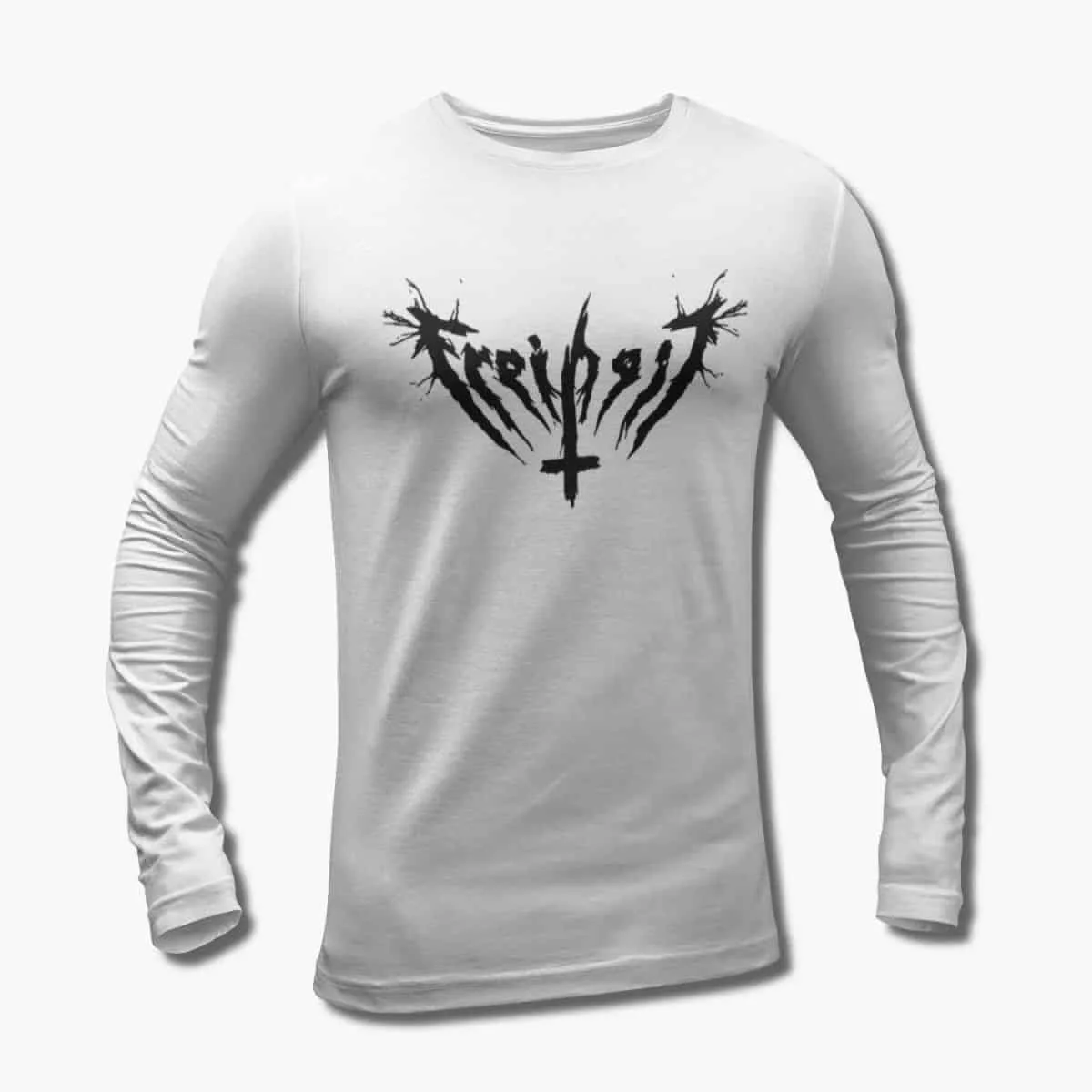 Freiheit Band Long Sleeve T-Shirt, Freiheit Logo White Longsleeve T-Shirt, Black Metal, Death Metal Merchandise