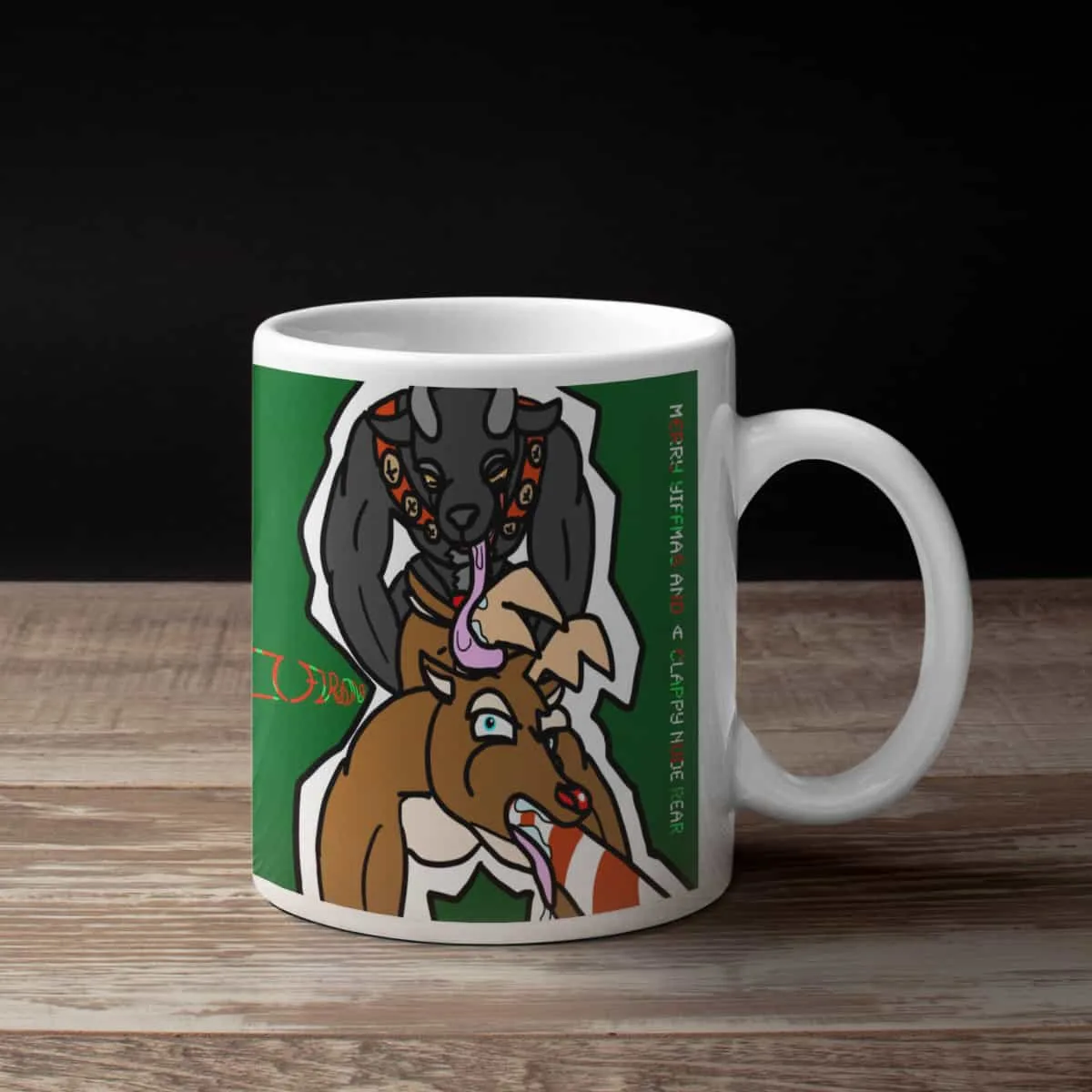 Furism Coffee Mug, Furism Merry Yiffmas and a Clappy Nude Rear Coffee Mug