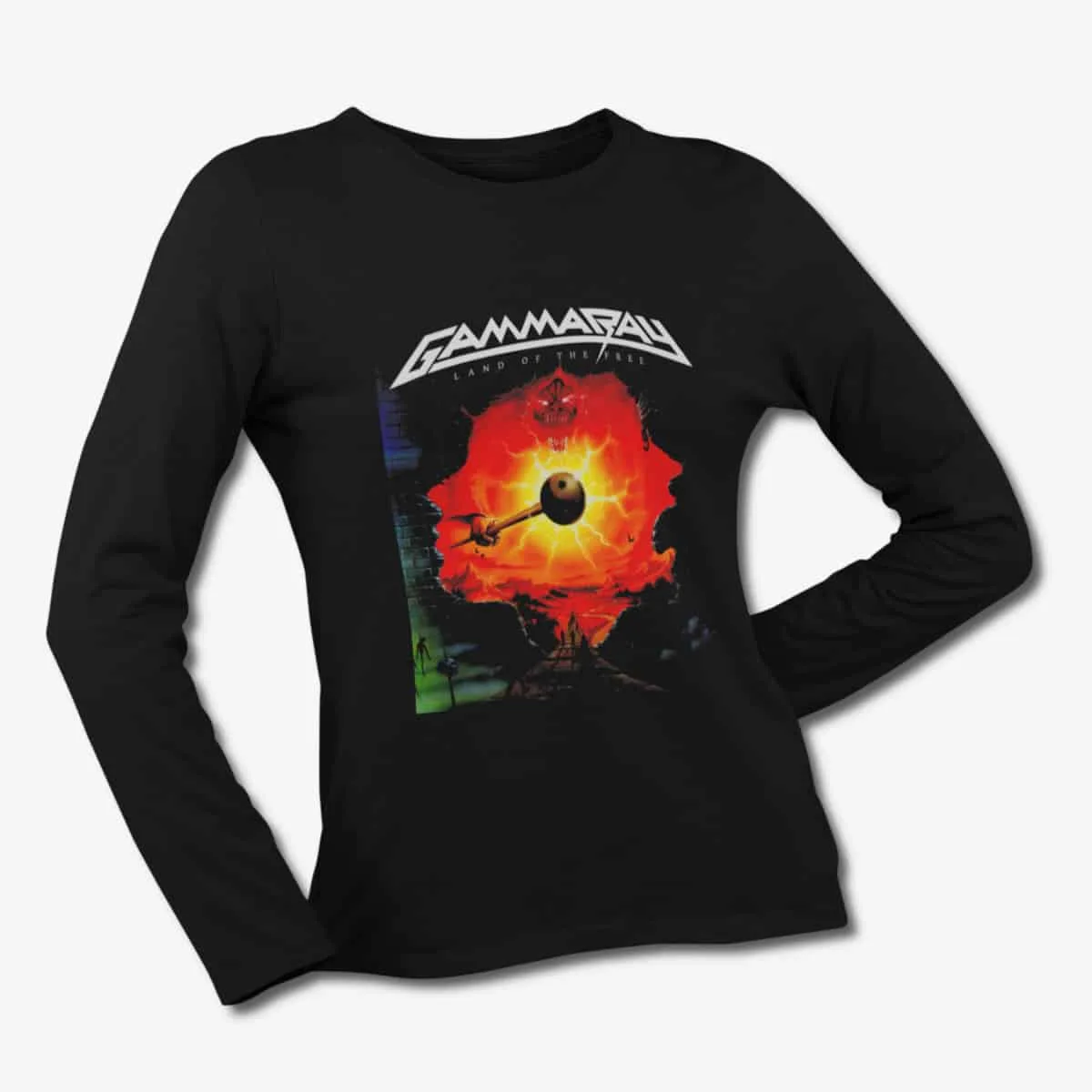 Gammaray Long Sleeve T-Shirt, Gammaray Land of the Free Black Longsleeve T-Shirt, Power Metal Merchandise