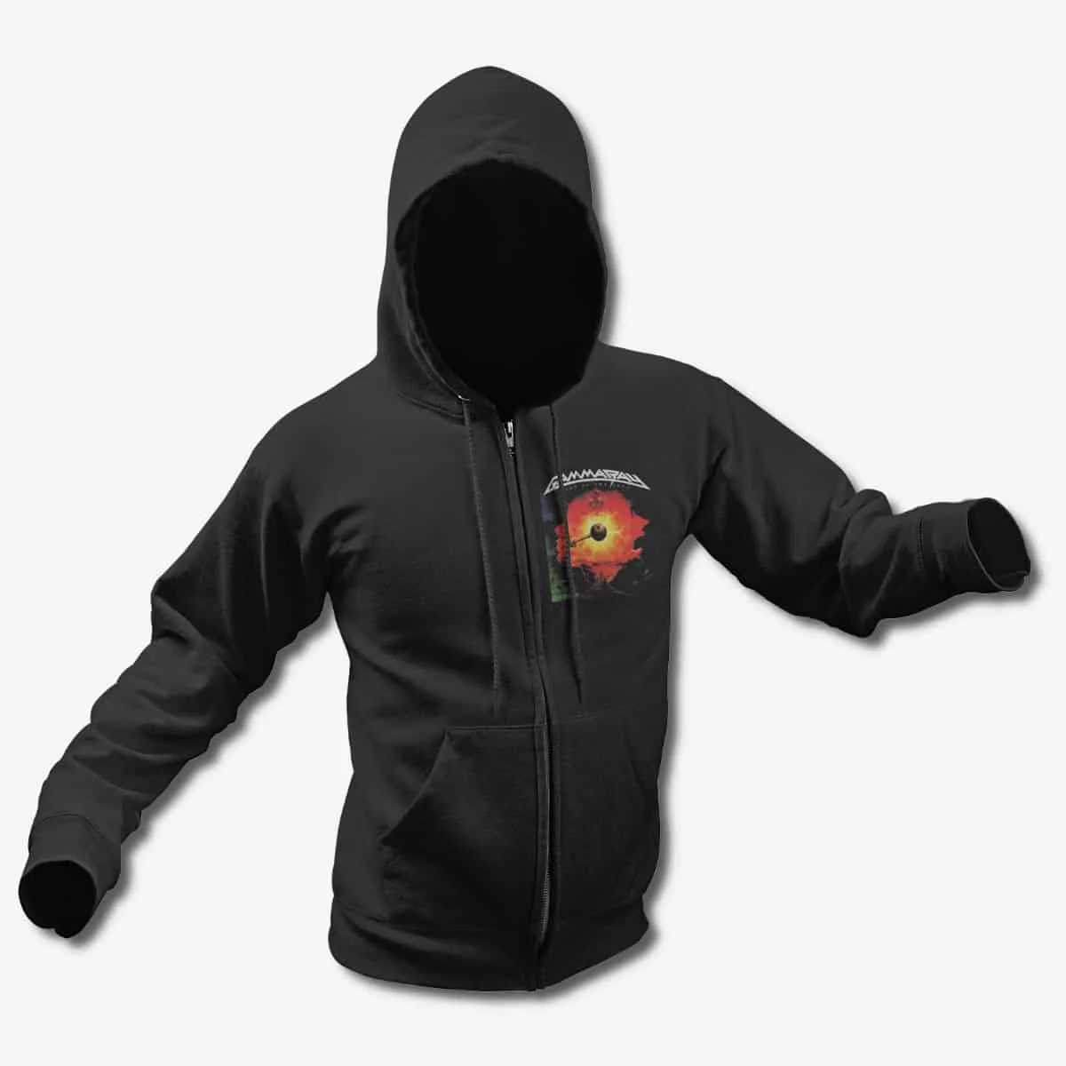 Gammaray Zip Up Hoodie, Gammaray Land of the Free Black Zip Hoodie, Power Metal Merchandise