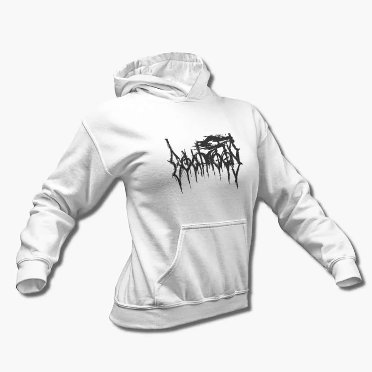 Goatmoon Band Hoodie, Goatmoon Logo White Hooded Sweatshirt, Folk Metal, Black Metal Merchandise
